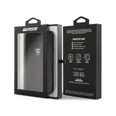 FERRARI - CARCASA BOOK GALAXY S9+ CUERO GENUINO NEGRO