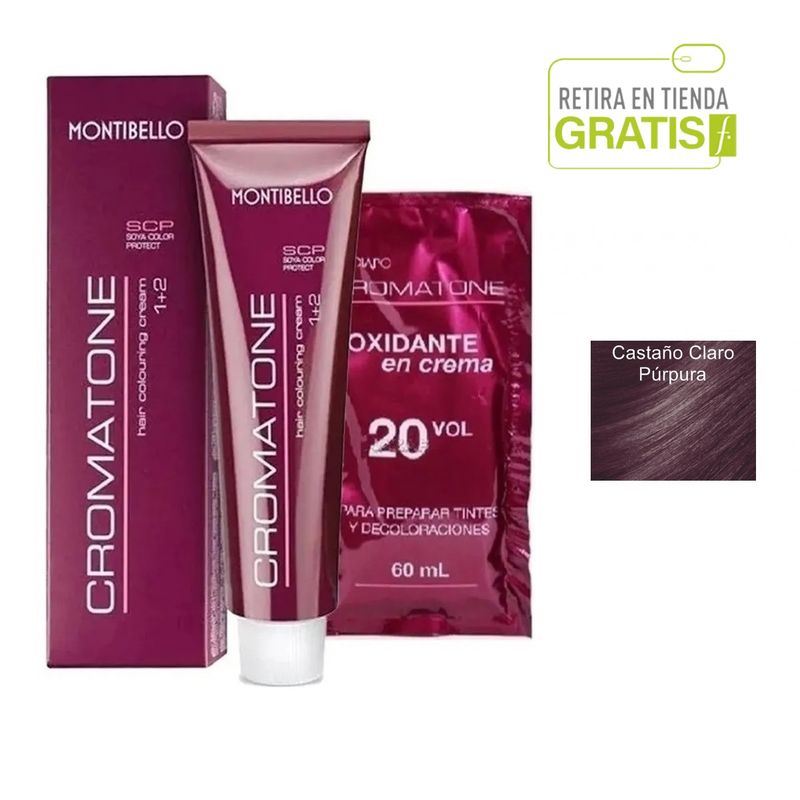 MONTIBELLO - Tintura Permanente Cromatone 5.8 Castaño Claro Púrpura+  Oxidante