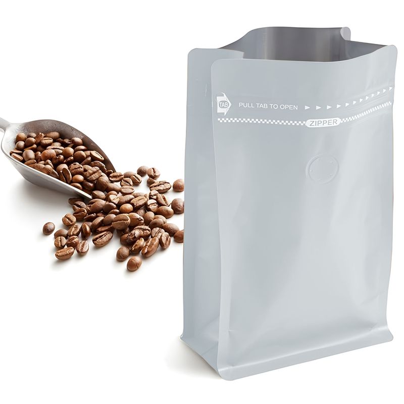 GENERICO - 50 Bolsas Snacks Cafe Alimentos Con Valvula 1000g Blanco 15X32 CM