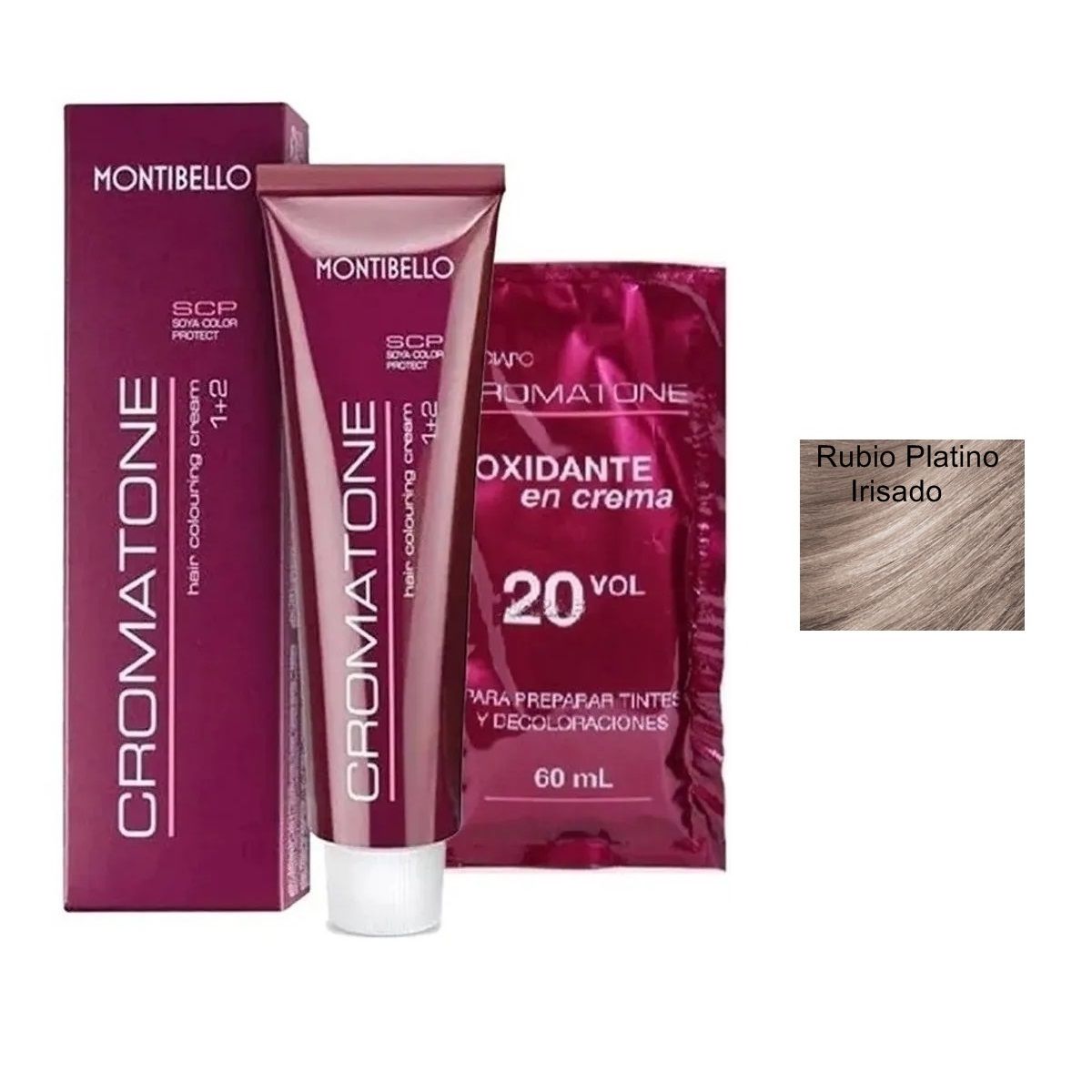 MONTIBELLO - Tintura Permanente Cromatone 10.2 Rubio Platino Irisado+  Oxidante