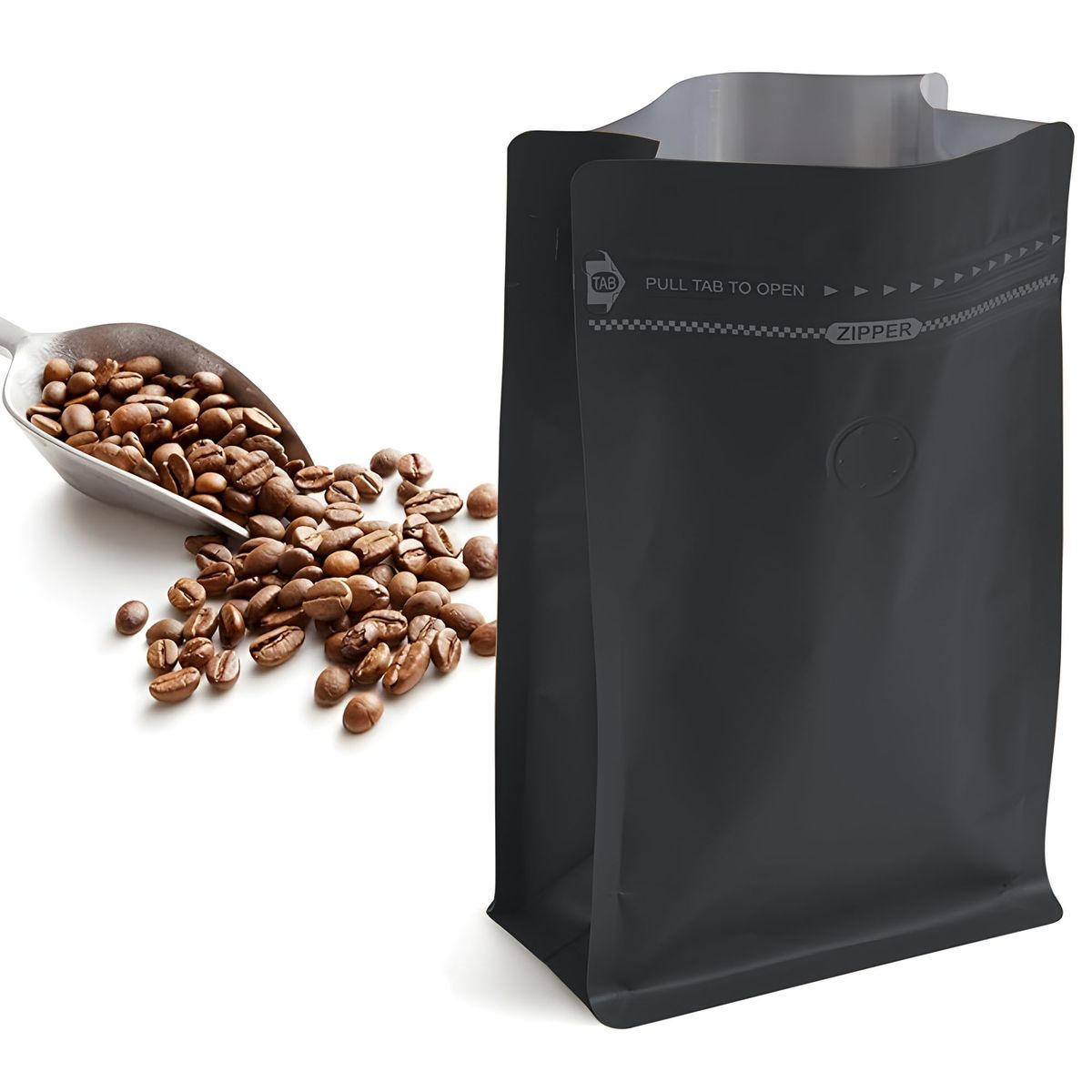 GENERICO - 50 Bolsas Snacks Cafe Alimentos Con Valvula 1000g Negro 15X32 CM