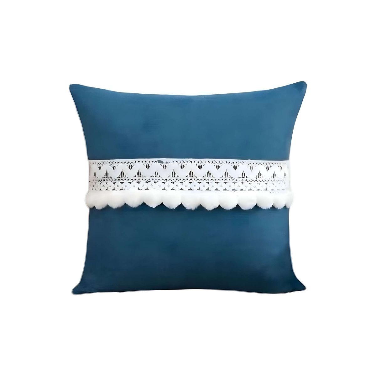 GENERICO - SET DE 2 FUNDAS DE COJIN CON POMPON 45x45 f-03