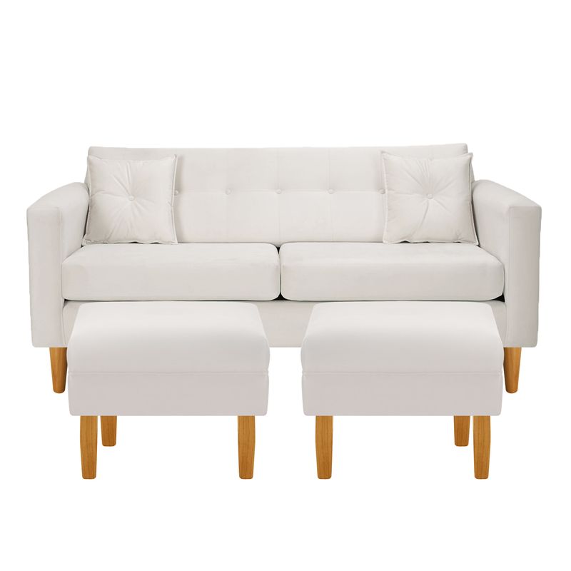BODEVIR - Sofa New Retro 3C+2 Pouf Felpa 04 Crudo