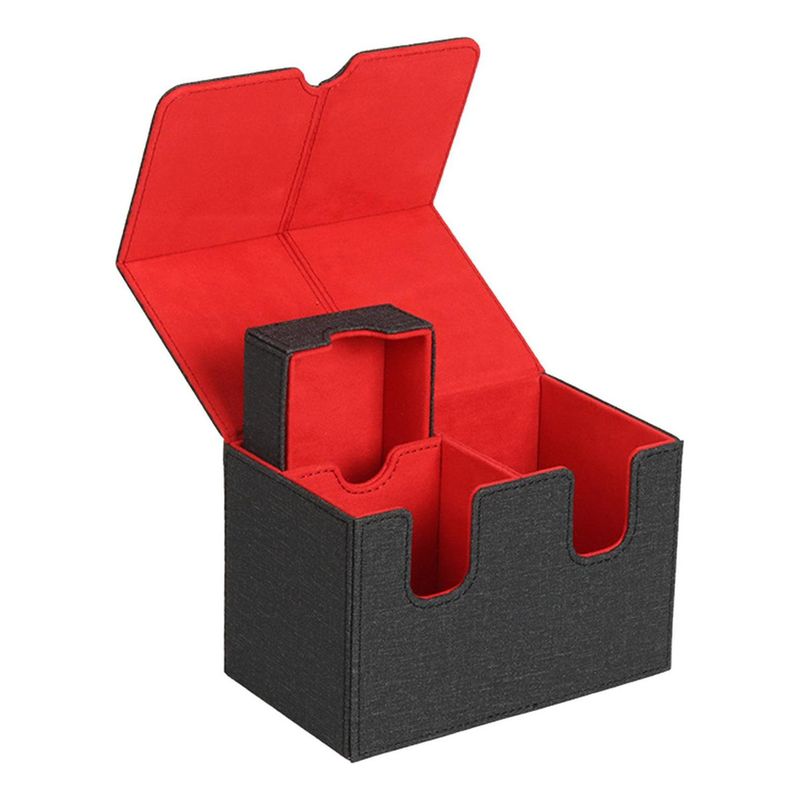 GENERICO - Porta Mazo Premium 160 Card Deck Box Cierre Negro Rojo Magnetico