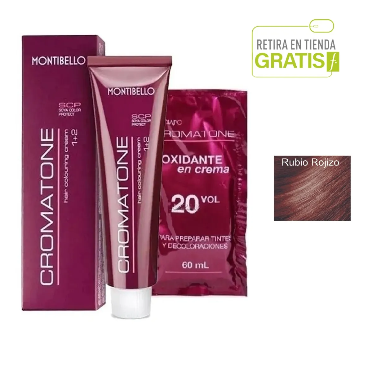 MONTIBELLO - Tintura Permanente Cromatone 7.7 Rubio Rojizo+  Oxidante