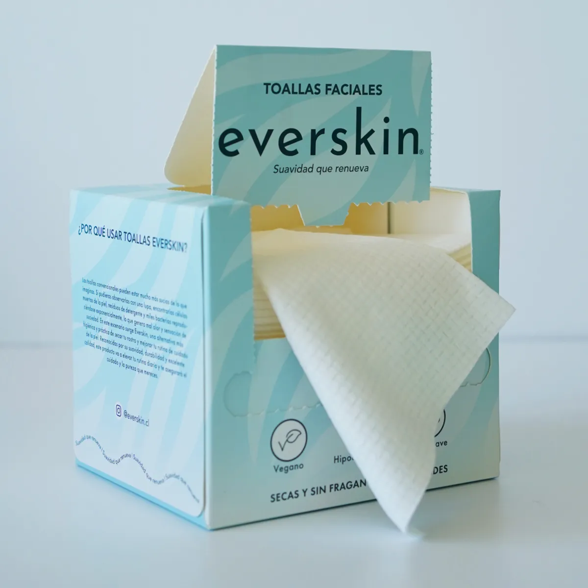 EVERSKIN - Toallas Faciales Secas Premium Veganas 50 Pcs