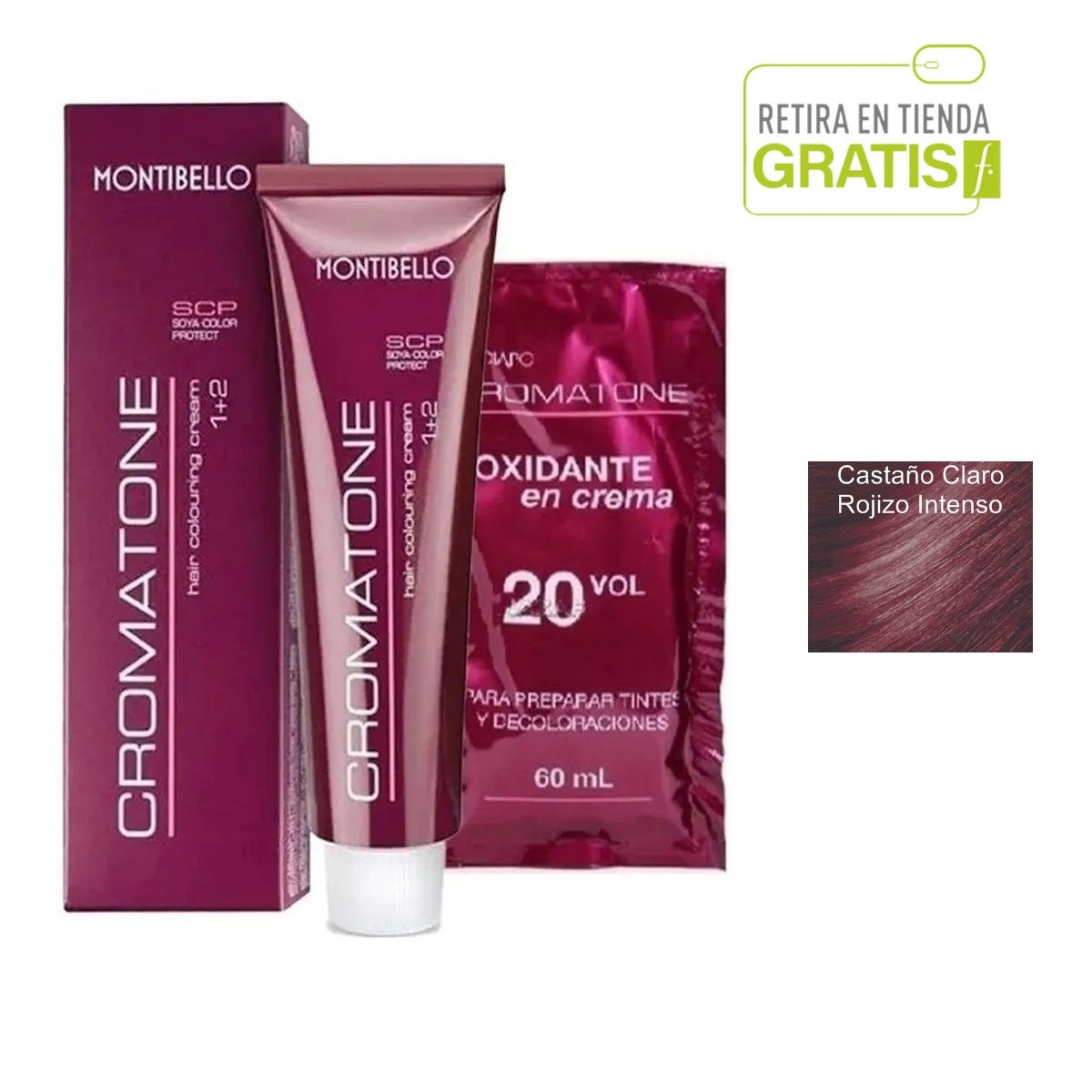 MONTIBELLO - Tintura Cromatone 5.77 Castaño Claro Rojizo Intenzo+  Oxidante