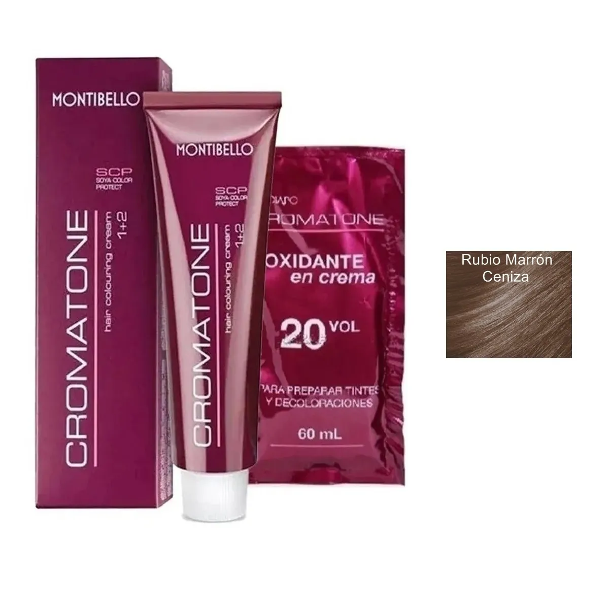 MONTIBELLO - Tintura Permanente Cromatone 7.61 Rubio Marron Cenizo+  Oxidante