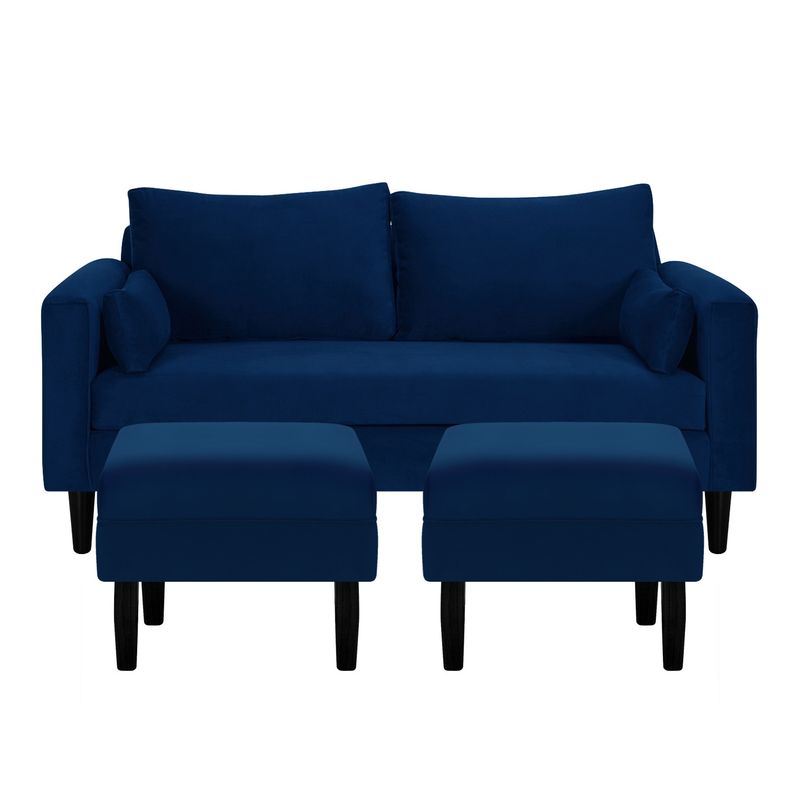 BODEVIR - Sofa Sky 3C+2 Pouf Felpa 00 Azul Marino