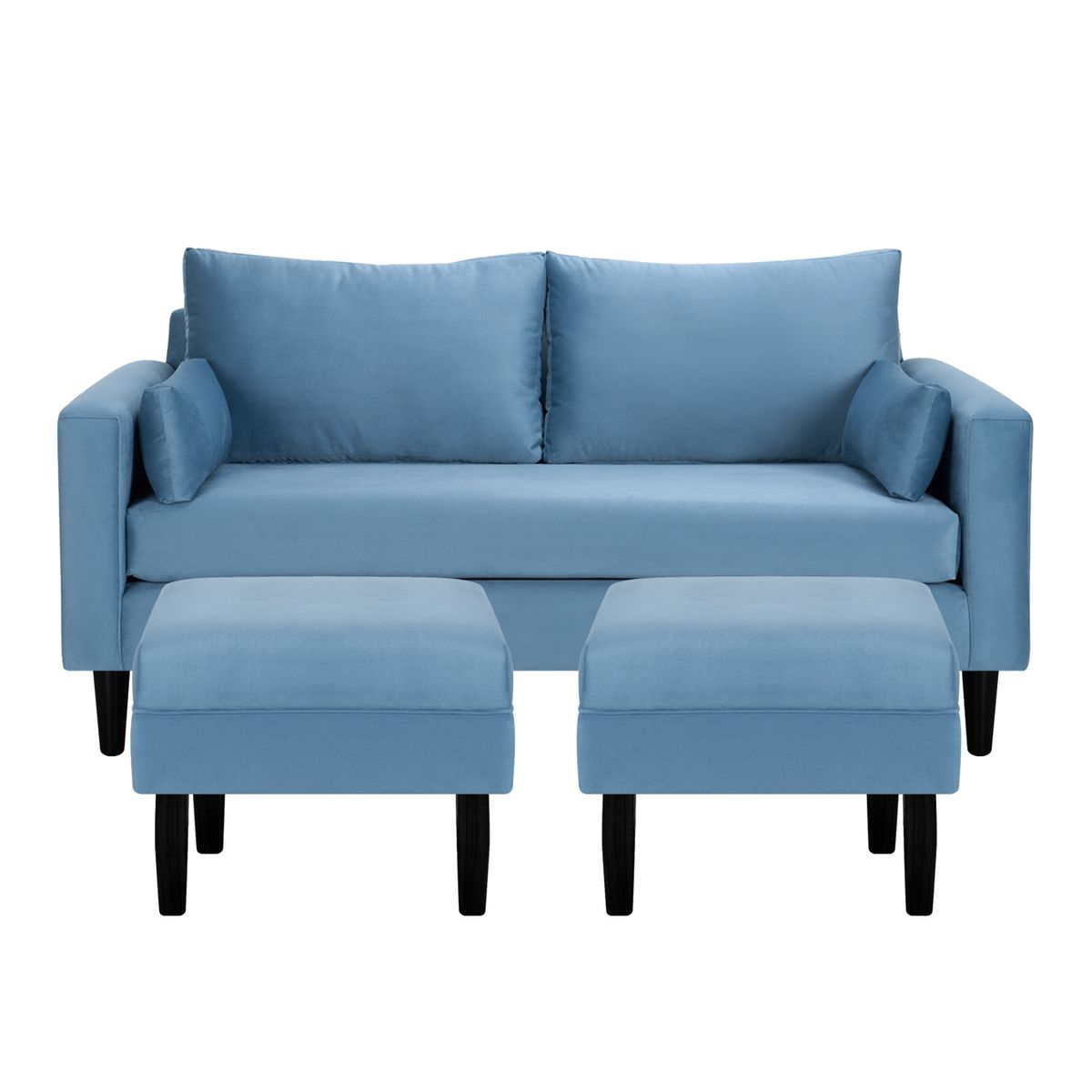 BODEVIR - Sofa Sky 3C+2 Pouf Felpa 00 Azul Petroleo