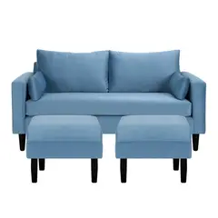 BODEVIR - Sofa Sky 3C+2 Pouf Felpa 00 Azul Petroleo