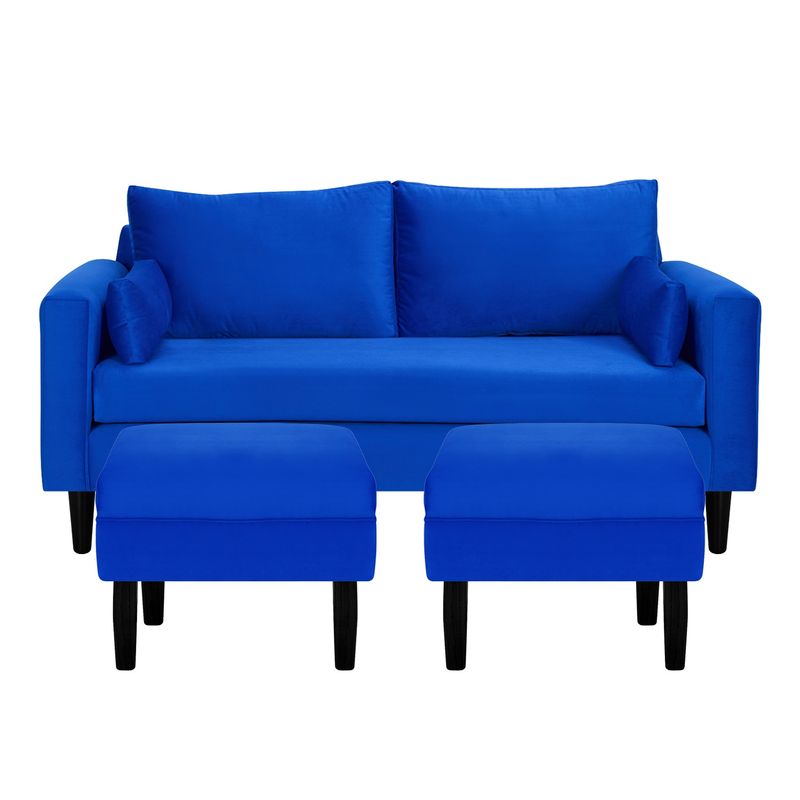 BODEVIR - Sofa Sky 3C+2 Pouf Felpa 00 Azul Rey