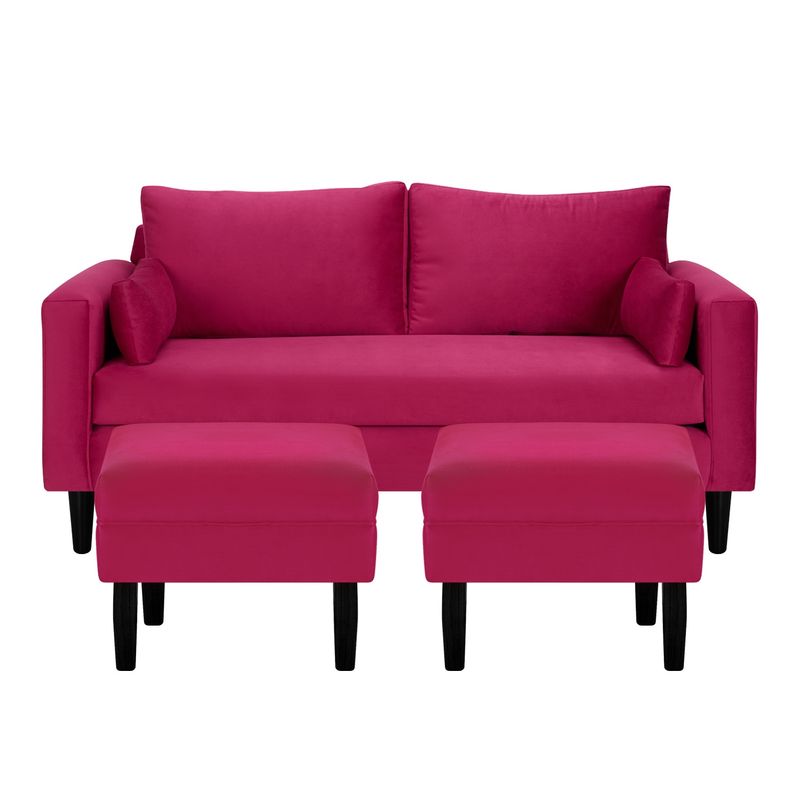 BODEVIR - Sofa Sky 3C+2 Pouf Felpa 00 Burdeo