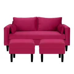 BODEVIR - Sofa Sky 3C+2 Pouf Felpa 00 Burdeo