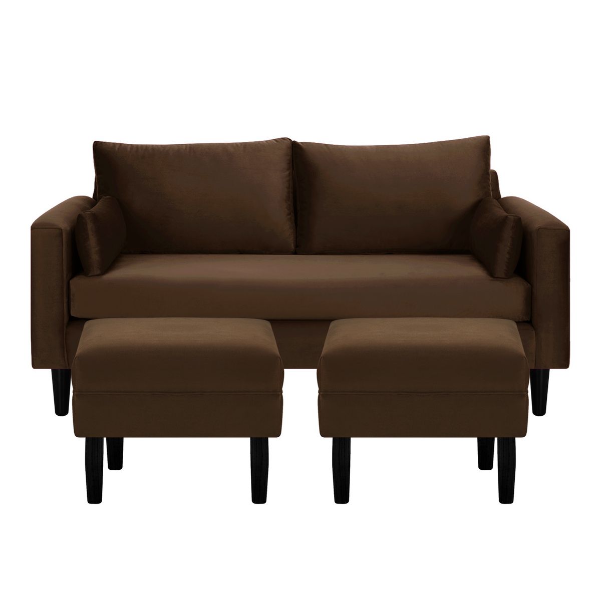 BODEVIR - Sofa Sky 3C+2 Pouf Felpa 00 Chocolate.