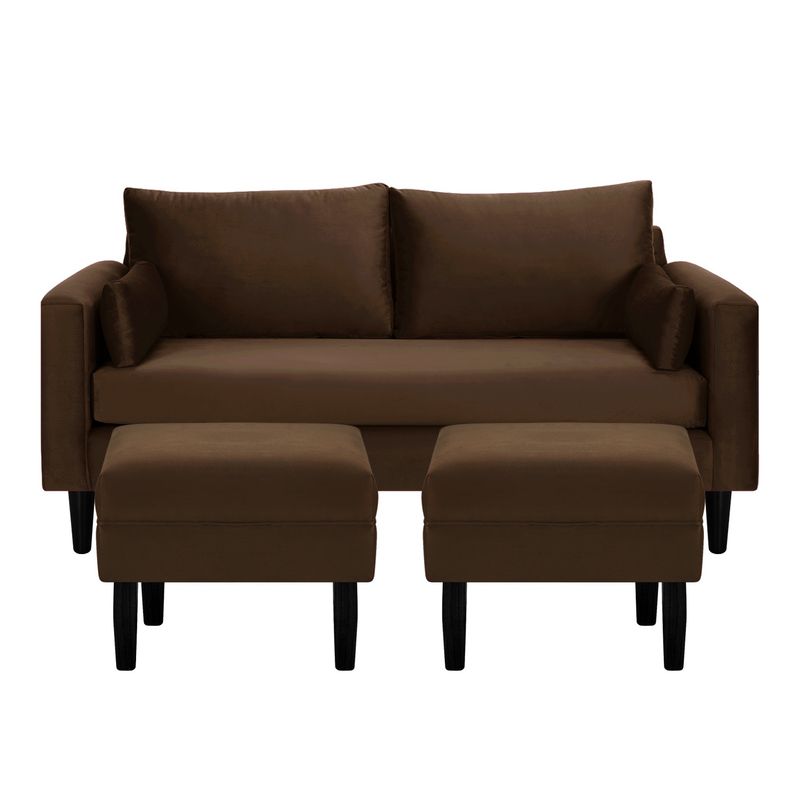 BODEVIR - Sofa Sky 3C+2 Pouf Felpa 00 Chocolate