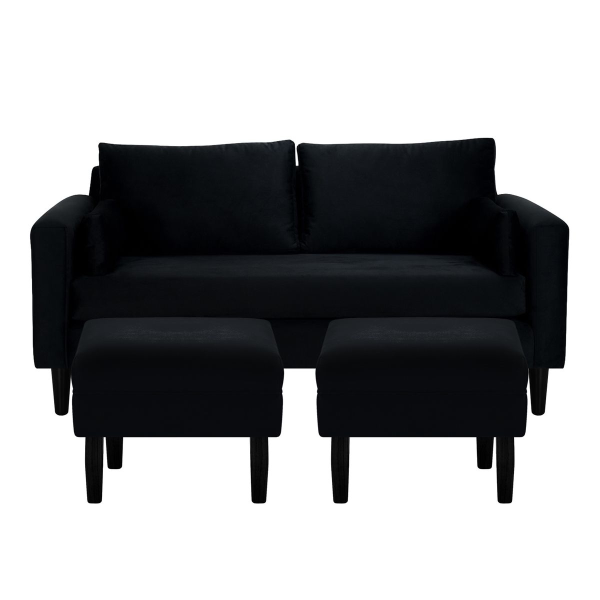 BODEVIR - Sofa Sky 3C+2 Pouf Felpa 00 Negro.