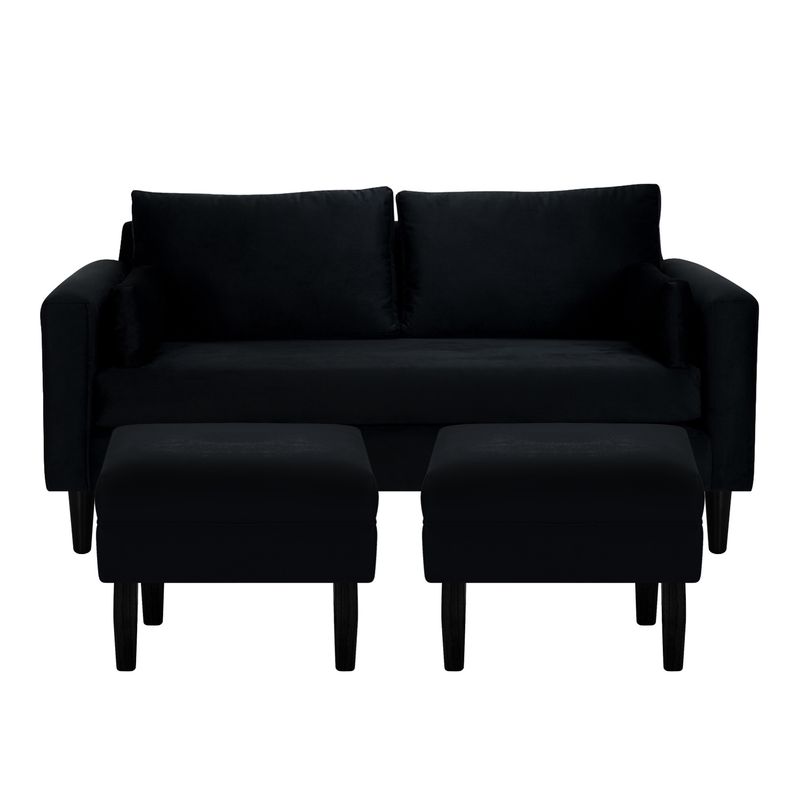 BODEVIR - Sofa Sky 3C+2 Pouf Felpa 00 Negro