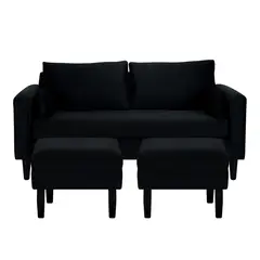 BODEVIR - Sofa Sky 3C+2 Pouf Felpa 00 Negro