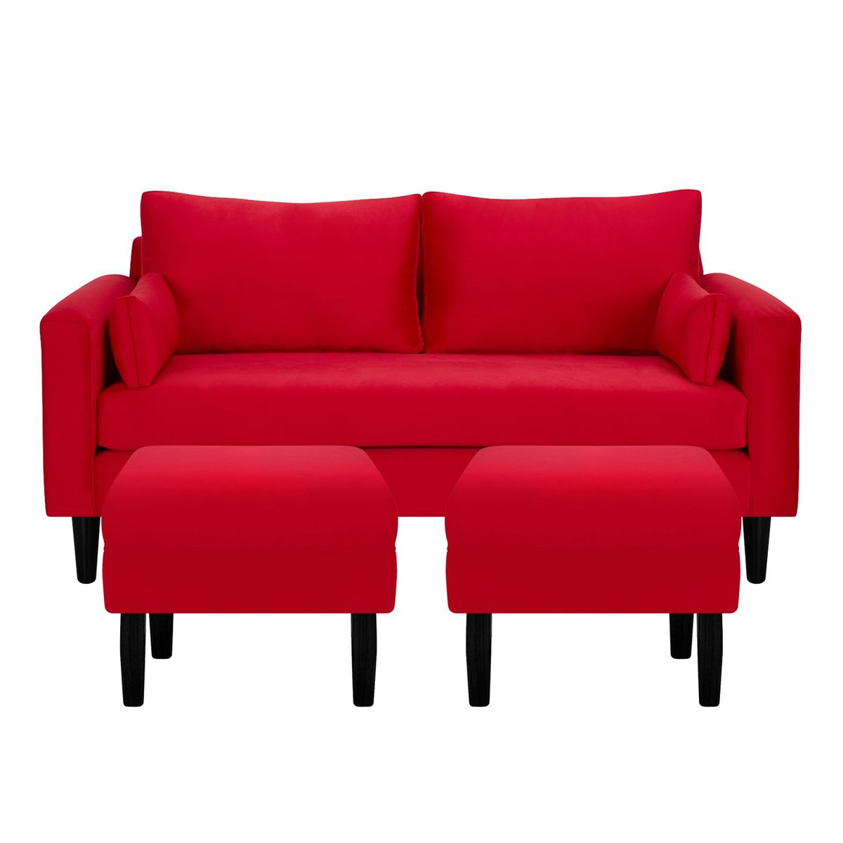 BODEVIR - Sofa Sky 3C+2 Pouf Felpa 00 Rojo.