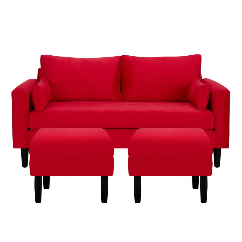 BODEVIR - Sofa Sky 3C+2 Pouf Felpa 00 Rojo