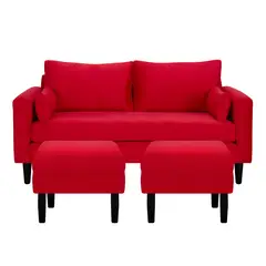 BODEVIR - Sofa Sky 3C+2 Pouf Felpa 00 Rojo