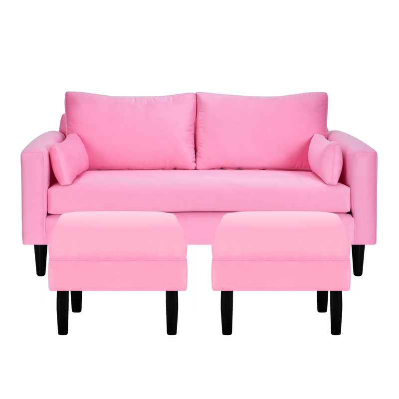 BODEVIR - Sofa Sky 3C+2 Pouf Felpa 00 Rosado