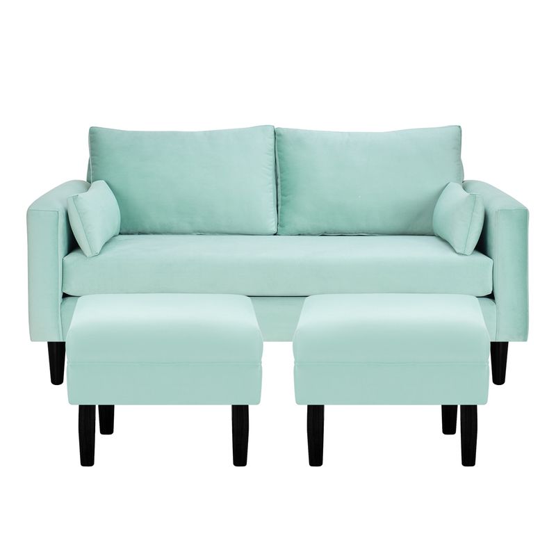 BODEVIR - Sofa Sky 3C+2 Pouf Felpa 00 Verde Agua