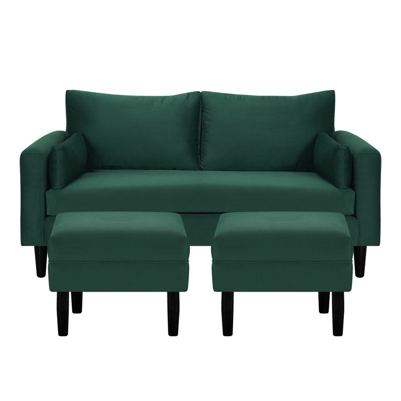 BODEVIR - Sofa Sky 3C+2 Pouf Felpa 00 Verde Botella