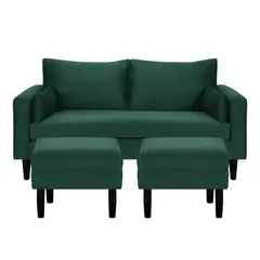 BODEVIR - Sofa Sky 3C+2 Pouf Felpa 00 Verde Botella