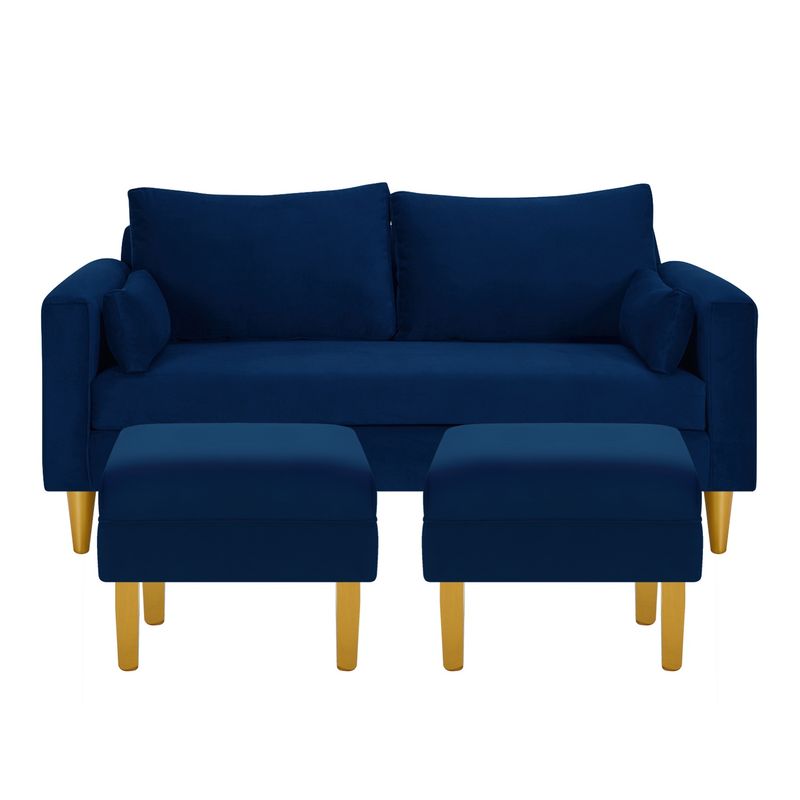 BODEVIR - Sofa Sky 3C+2 Pouf Felpa 01 Azul Marino