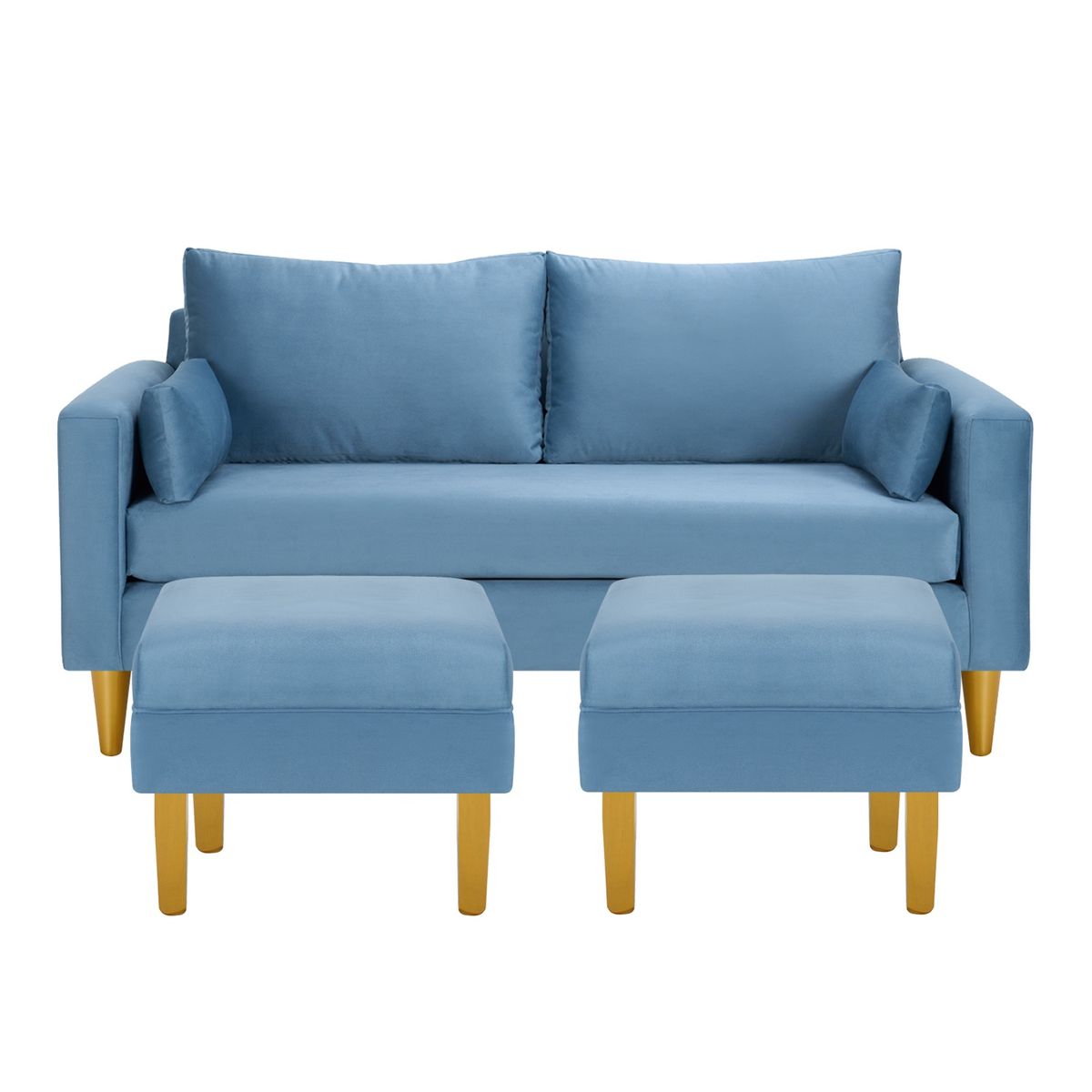BODEVIR - Sofa Sky 3C+2 Pouf Felpa 01 Azul Petroleo