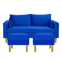 BODEVIR - Sofa Sky 3C+2 Pouf Felpa 01 Azul Rey