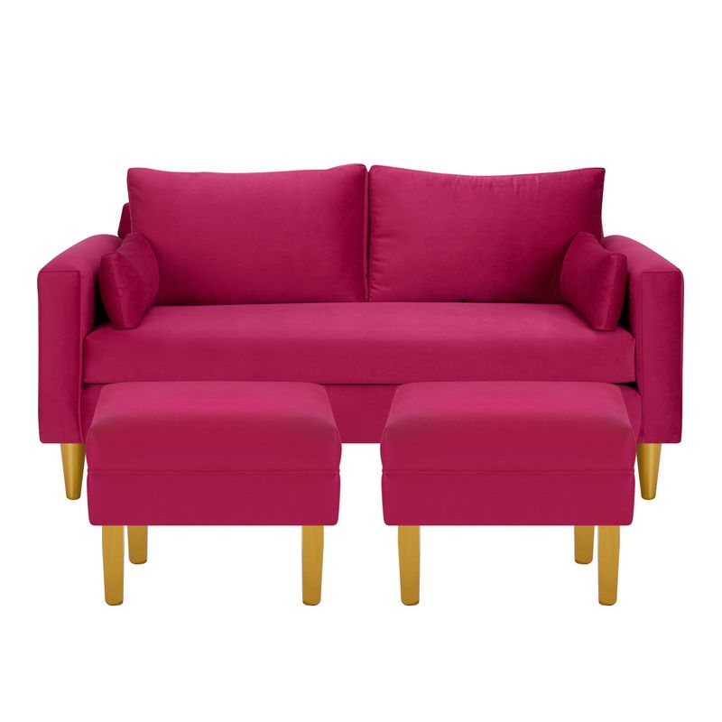 BODEVIR - Sofa Sky 3C+2 Pouf Felpa 01 Burdeo