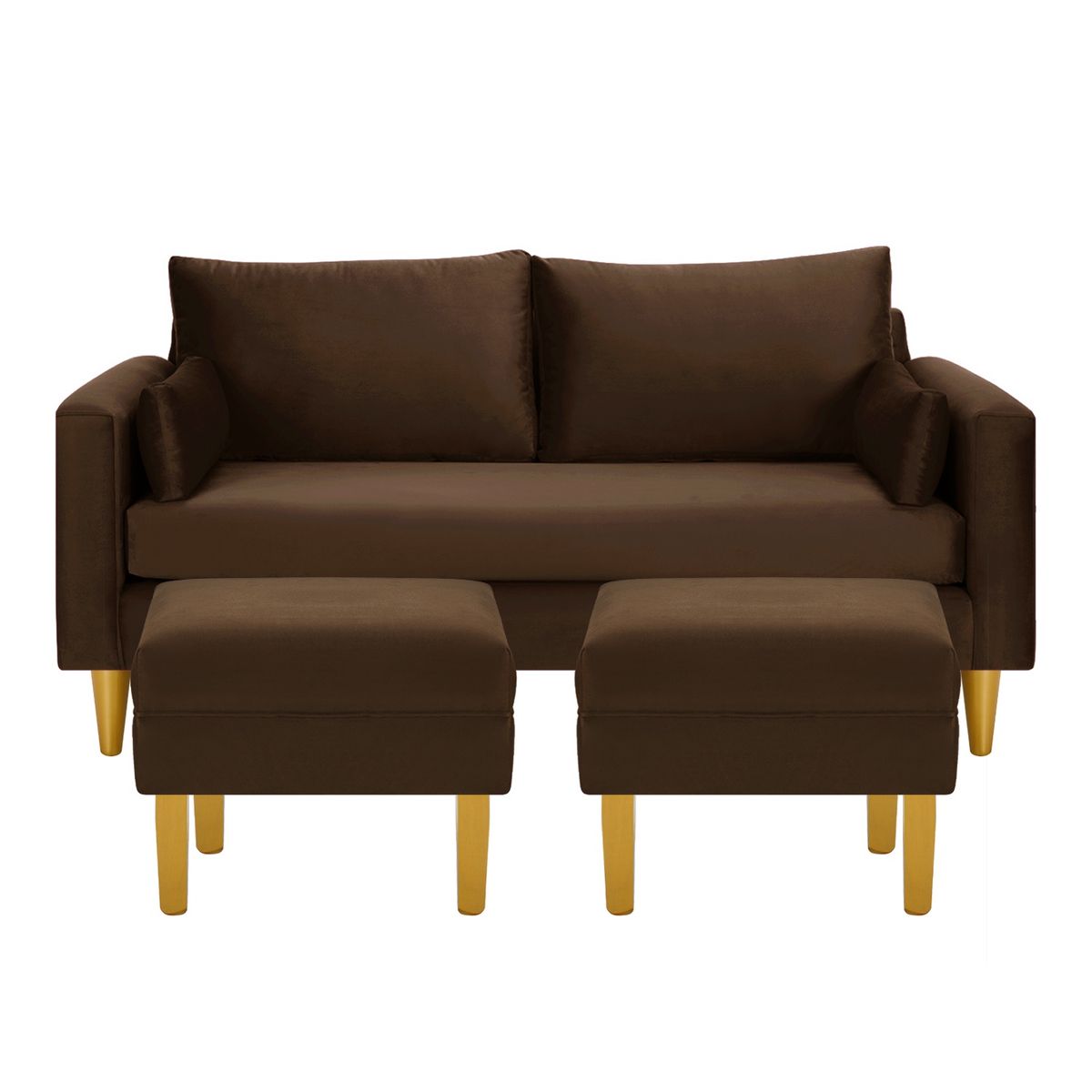 BODEVIR - Sofa Sky 3C+2 Pouf Felpa 01 Chocolate