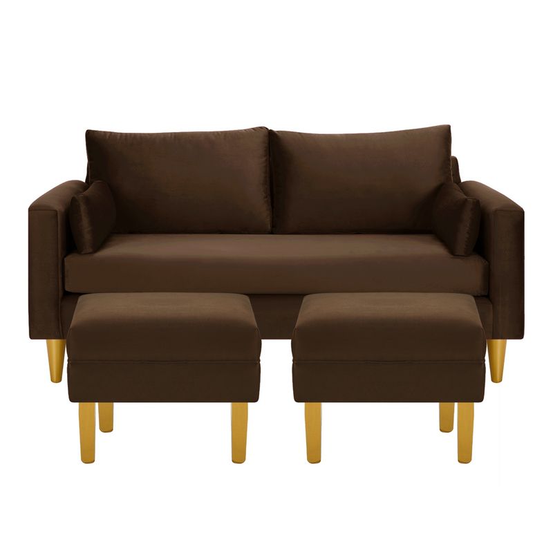 BODEVIR - Sofa Sky 3C+2 Pouf Felpa 01 Chocolate