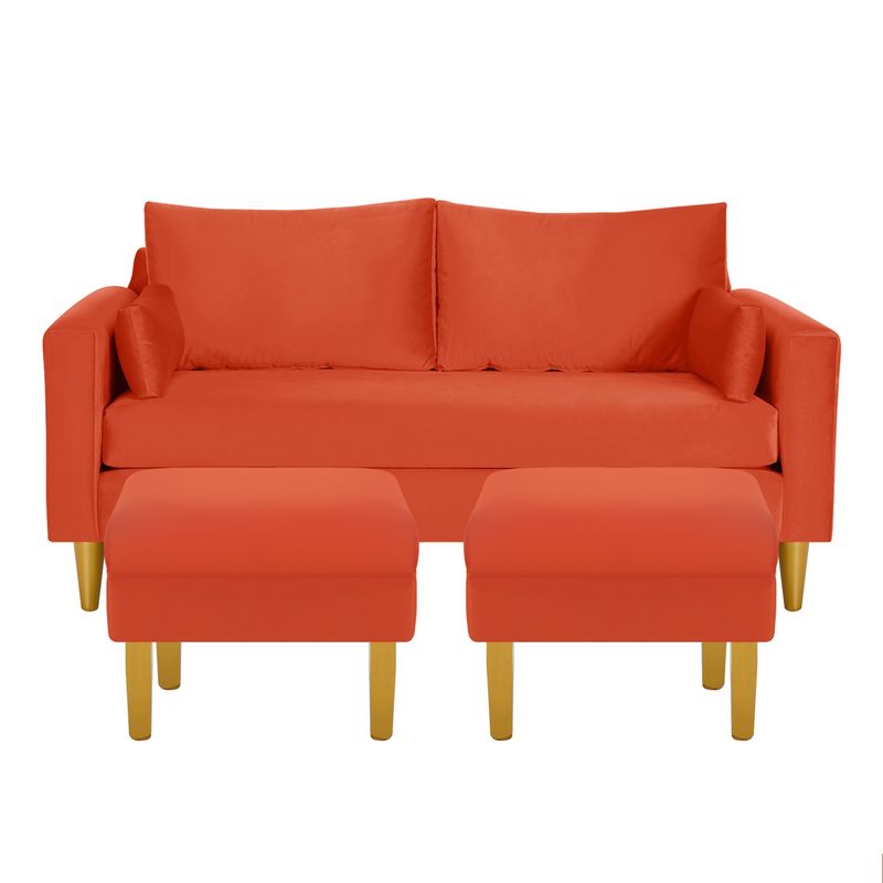 BODEVIR - Sofa Sky 3C+2 Pouf Felpa 01 Naranjo