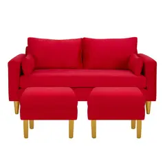 BODEVIR - Sofa Sky 3C+2 Pouf Felpa 01 Rojo
