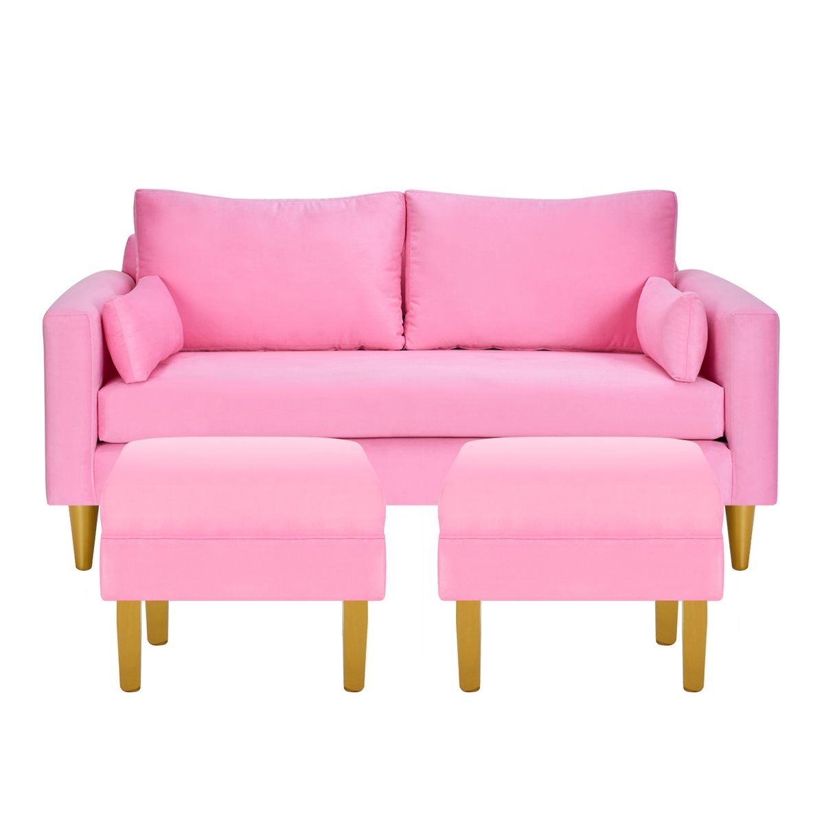 BODEVIR - Sofa Sky 3C+2 Pouf Felpa 01 Rosado