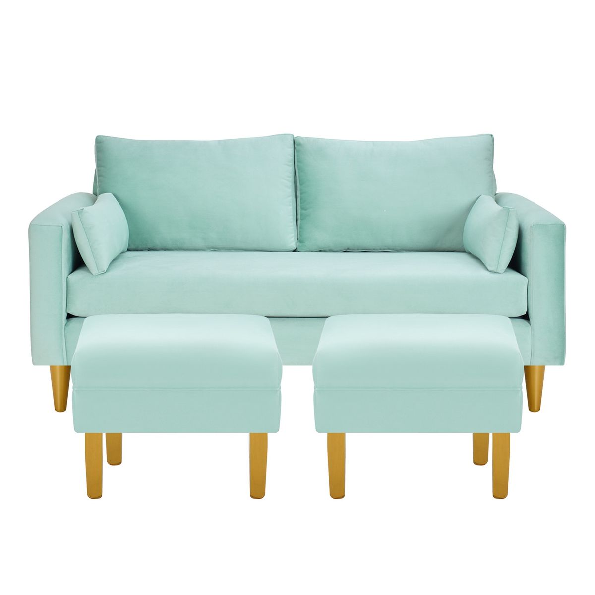 BODEVIR - Sofa Sky 3C+2 Pouf Felpa 01 Verde Agua