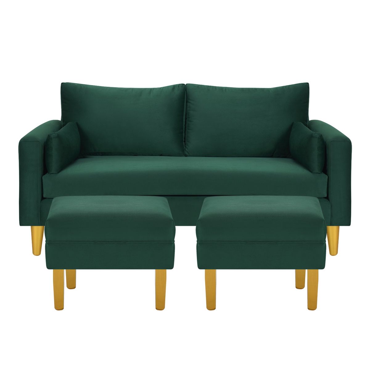 BODEVIR - Sofa Sky 3C+2 Pouf Felpa 01 Verde Botella