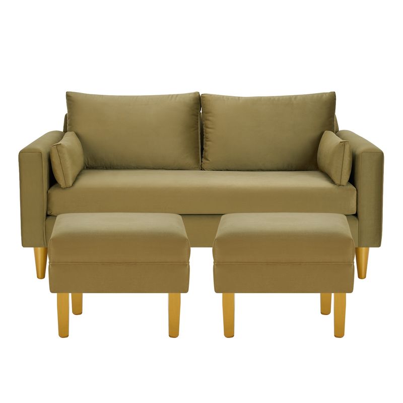 BODEVIR - Sofa Sky 3C+2 Pouf Felpa 01 Verde Musgo