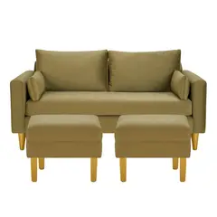 BODEVIR - Sofa Sky 3C+2 Pouf Felpa 01 Verde Musgo