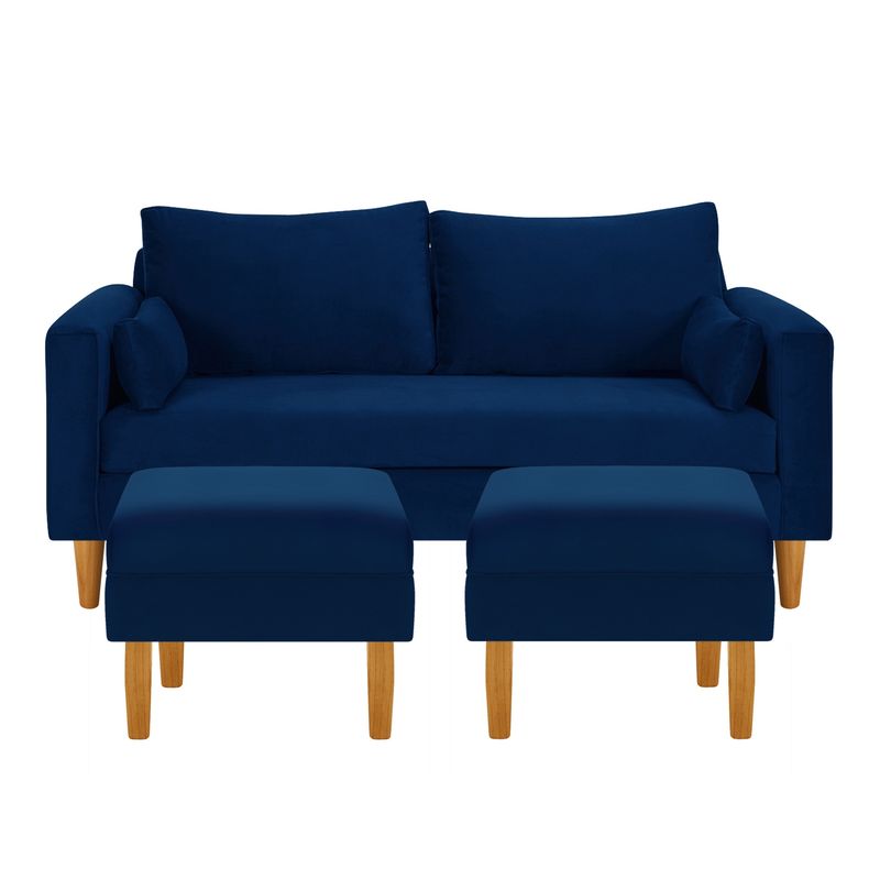 BODEVIR - Sofa Sky 3C+2 Pouf Felpa 04 Azul Marino