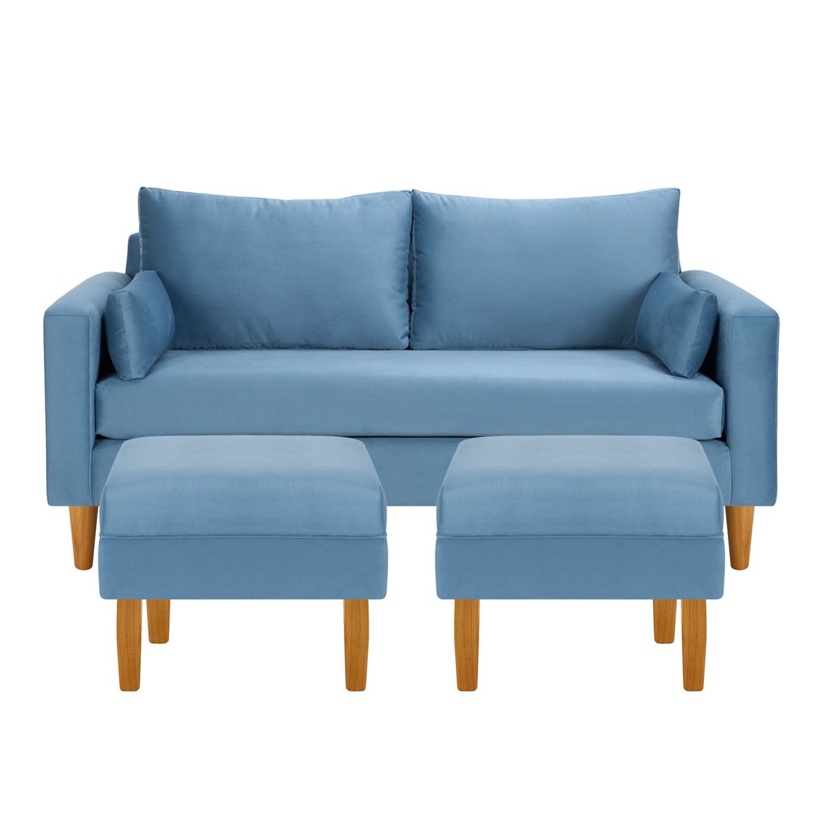 BODEVIR - Sofa Sky 3C+2 Pouf Felpa 04 Azul Petroleo