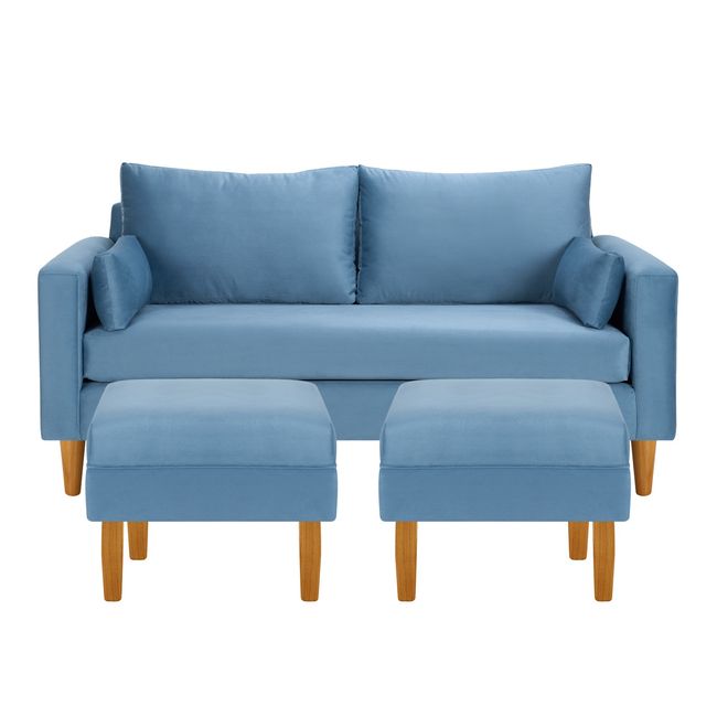 BODEVIR - Sofa Sky 3C+2 Pouf Felpa 04 Azul Petroleo