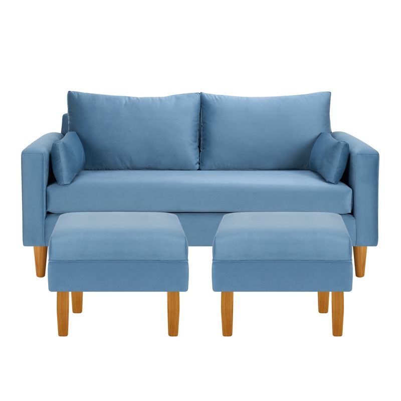 BODEVIR - Sofa Sky 3C+2 Pouf Felpa 04 Azul Petroleo
