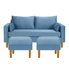 BODEVIR - Sofa Sky 3C+2 Pouf Felpa 04 Azul Petroleo