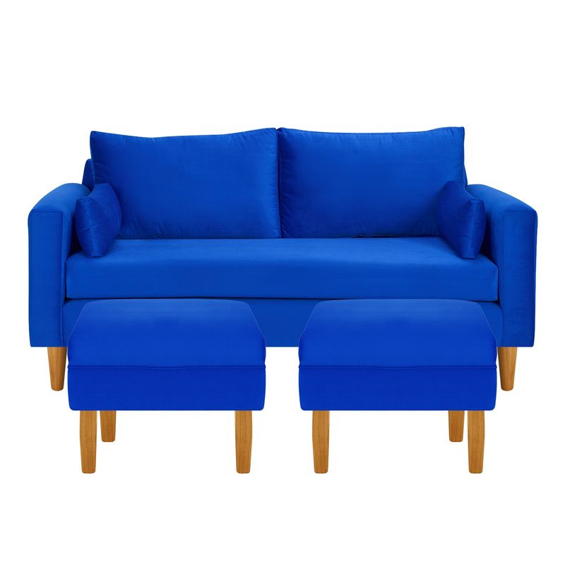BODEVIR - Sofa Sky 3C+2 Pouf Felpa 04 Azul Rey