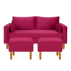 BODEVIR - Sofa Sky 3C+2 Pouf Felpa 04 Burdeo